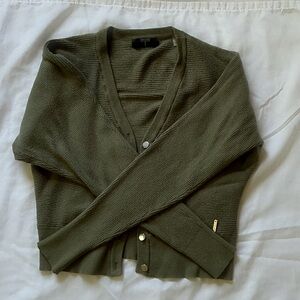 Tahari Olive Button-Up Cardigan